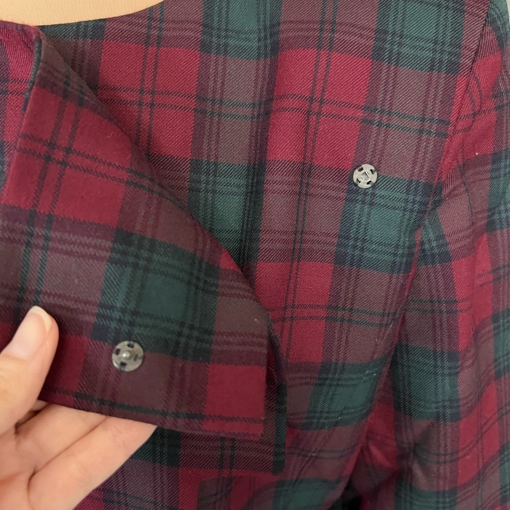 Vintage Maxim's De Paris Plaid Dress Coat Medium Large Red & Green Holiday - Picture 6 of 7